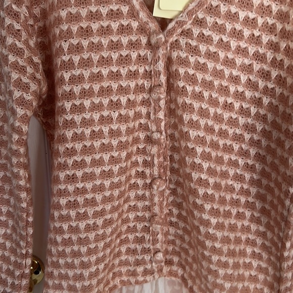 New Crochet Knit Lace Hem Cardigan Sweater - Picture 2 of 4